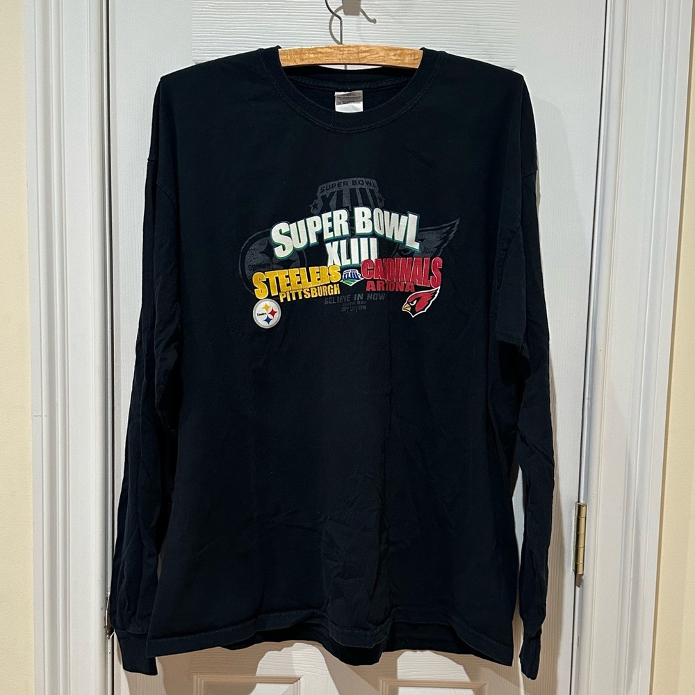 Super Bowl XLIII Black Long Sleeve Shirt, Size XL
